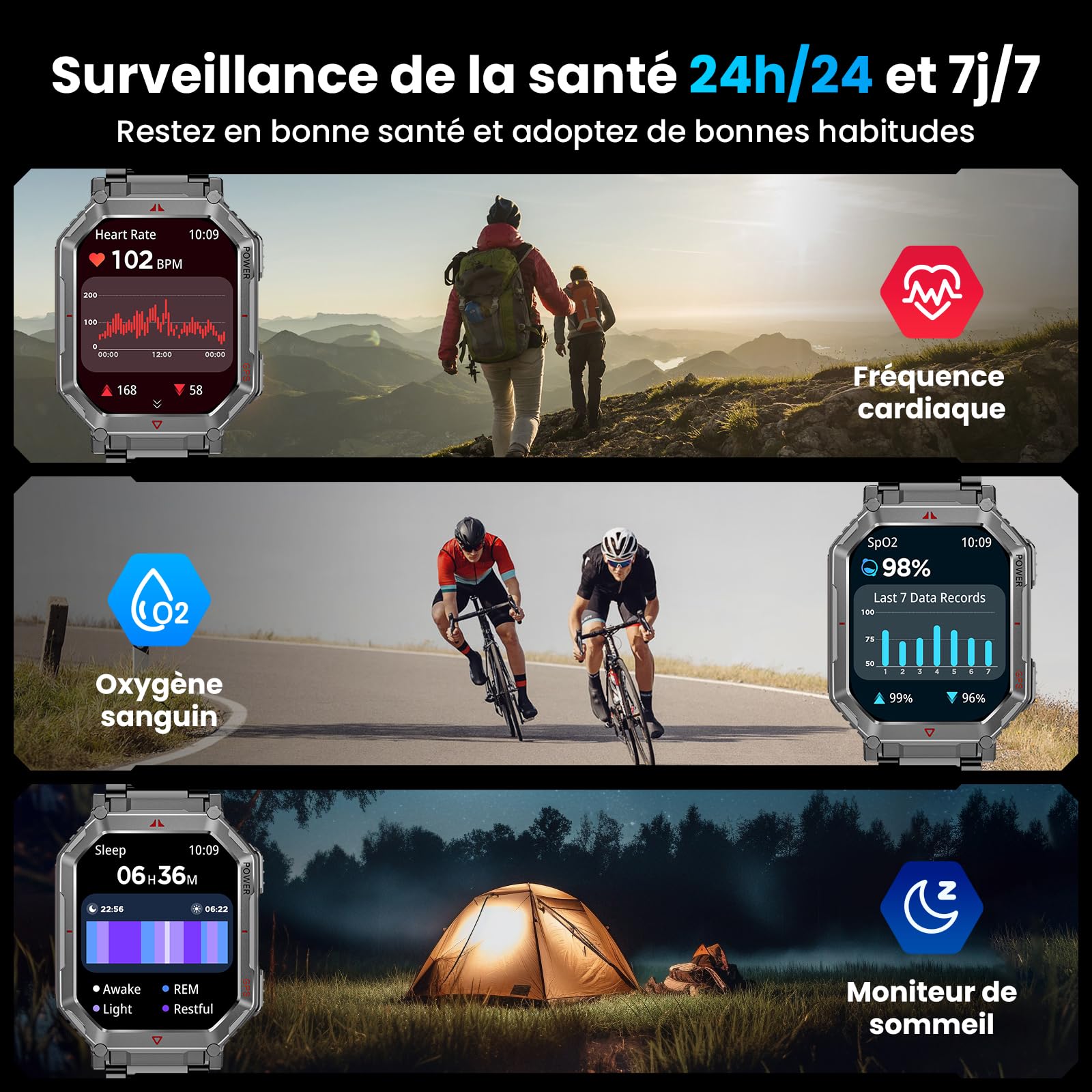 Montre Connectée Militaire en Acier 2,01 ", avec Vocal GPT/GPS/Boussole | AI Cadran Montre Intelligente, Affichage HD 2,01 "Appel Bluetooth, Compatible avec Android et iOS, 100+ Modes Sportifs GPS