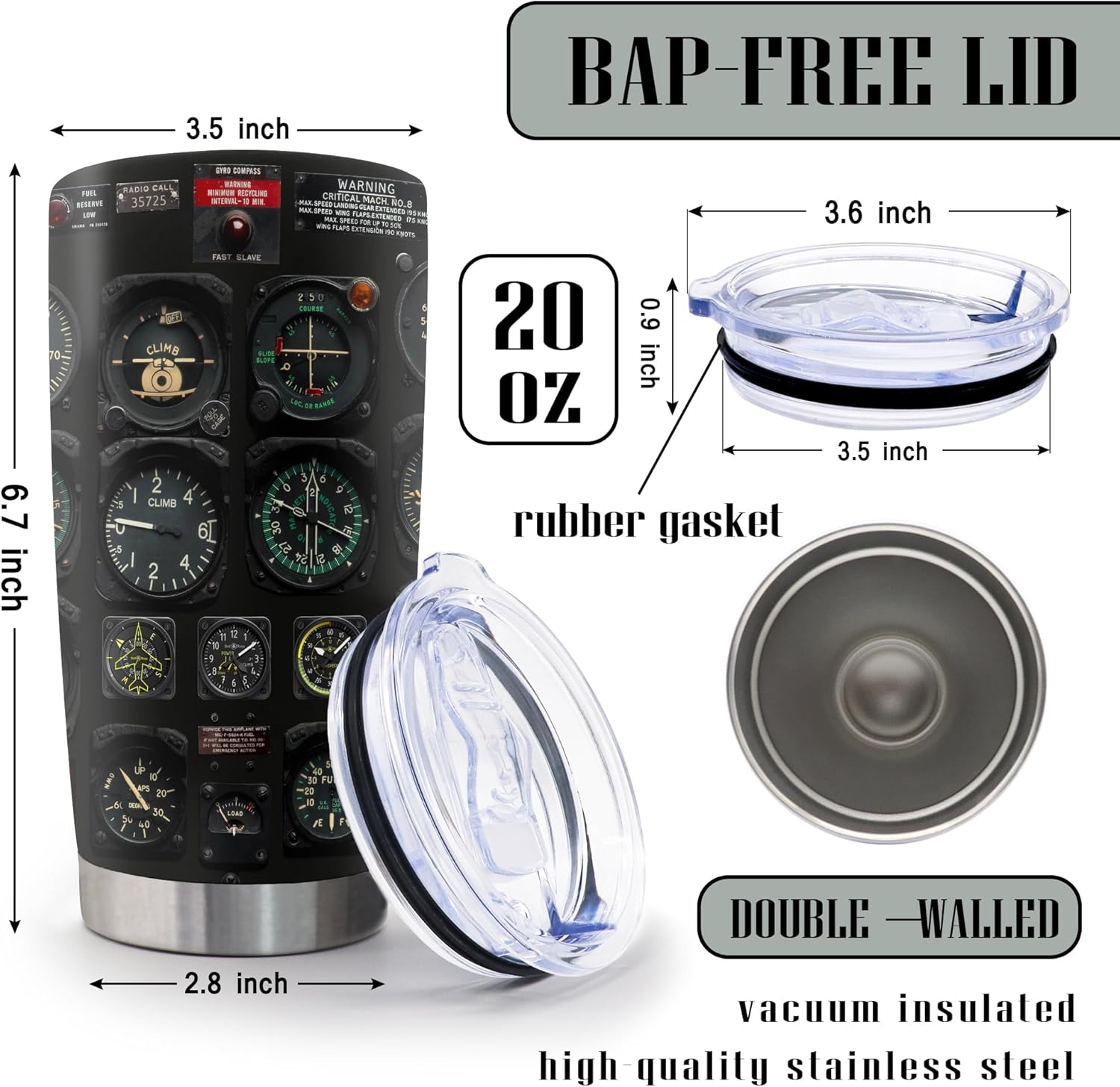 Pilot Gifts for Men, Aviation Gifts for Pilots, Airplane Present for Him, Husband, Son, Graduation Birthday Retirement Ideas Present for Aviator Tumbler 20oz - Image 6