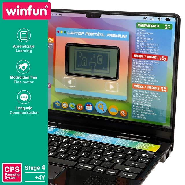 Foto 3 de 7 de winfun Ordenador portátil Infantil, Pantalla LCD Luminosa, Español e inglés, Juegos, Música, Letras y Palabras