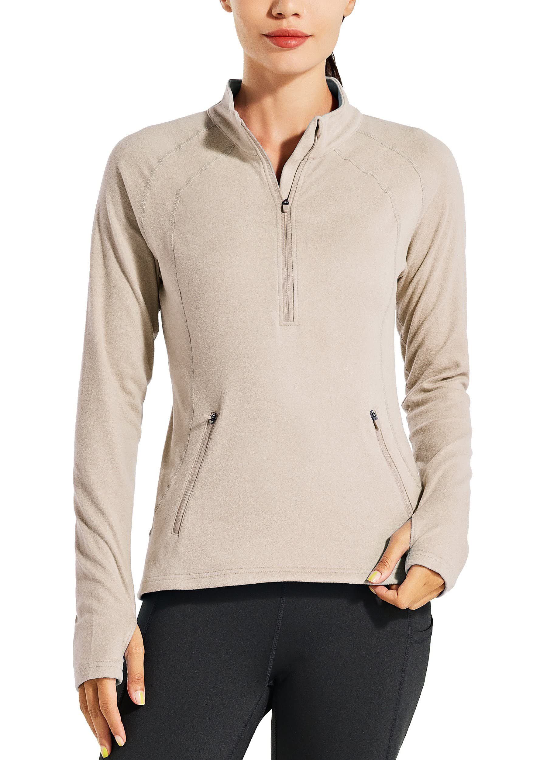 WillitWomen's Fleece Running Jacket Pullover Thermal Equestrian Shirt Golf Shirt Long Sleeve Half Zip Exercise Winter Gear