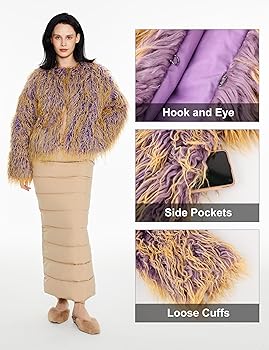 Orolay Women's Winter Shaggy Jacket - Gradient Faux Fur Down Coat