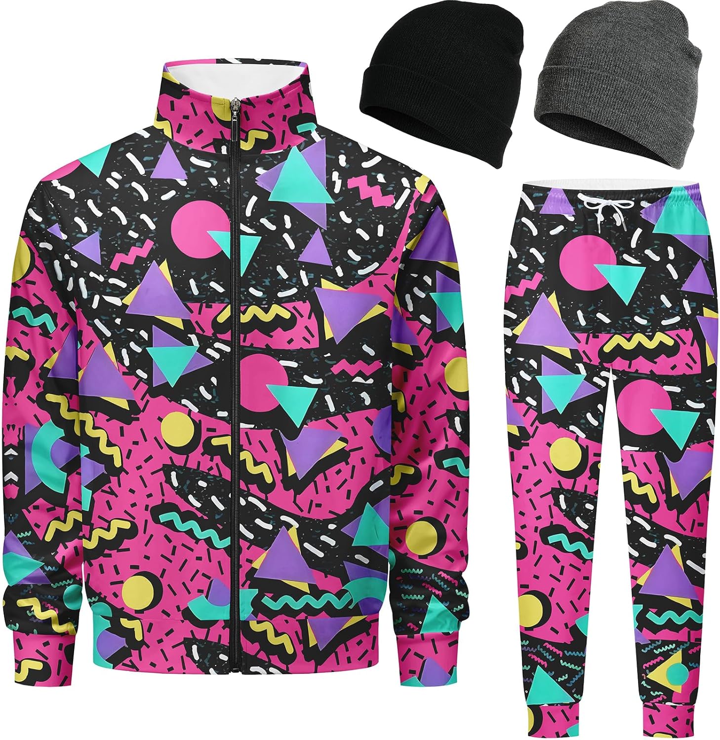 Men’s Tracksuits Sweatsuits 90s 80s outfit for men Athletic Full Zip Sports Sets with 2 knit Cuffed Beanie Men’s Tracksuits Sweatsuits 90s 80s outfit for men Athletic Full Zip Sports Sets with 2 knit Cuffed Beanie