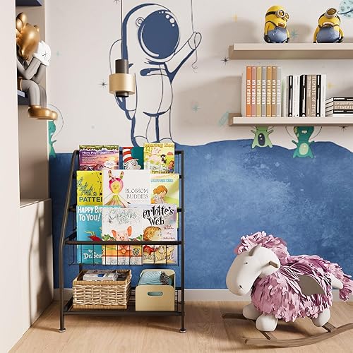 Miniatura 2 de aboxoo Estantería infantil independiente para habitación de los niños, 18 pulgadas, organizador de juguetes para jugar, negro, estable, librería,