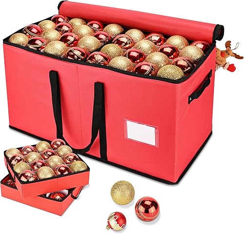 Miniatura 1 de BROSYDA Caja de almacenamiento de adornos de Navidad, organizador de almacenamiento de adornos para 128 bolas de adorno de 3 pulgadas, 8 bandejas