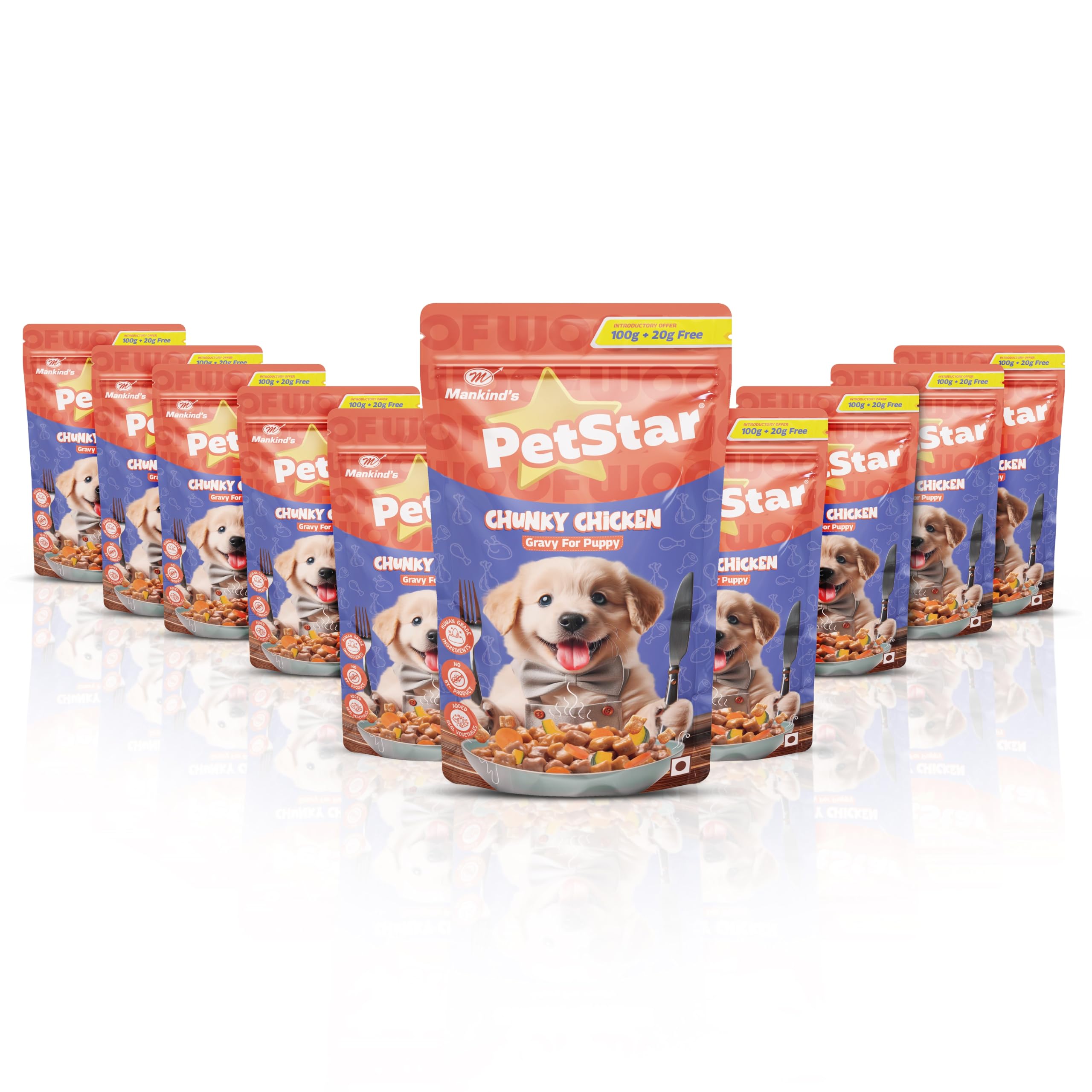 Mankind Petstar Puppy Wet Dog Food (High Protein) Chunky Chicken Gravy, 120g (Pack of 10) | Made with Real Chicken & Veggies |Puppy Dog Food| No Artificial Flavors-image-7