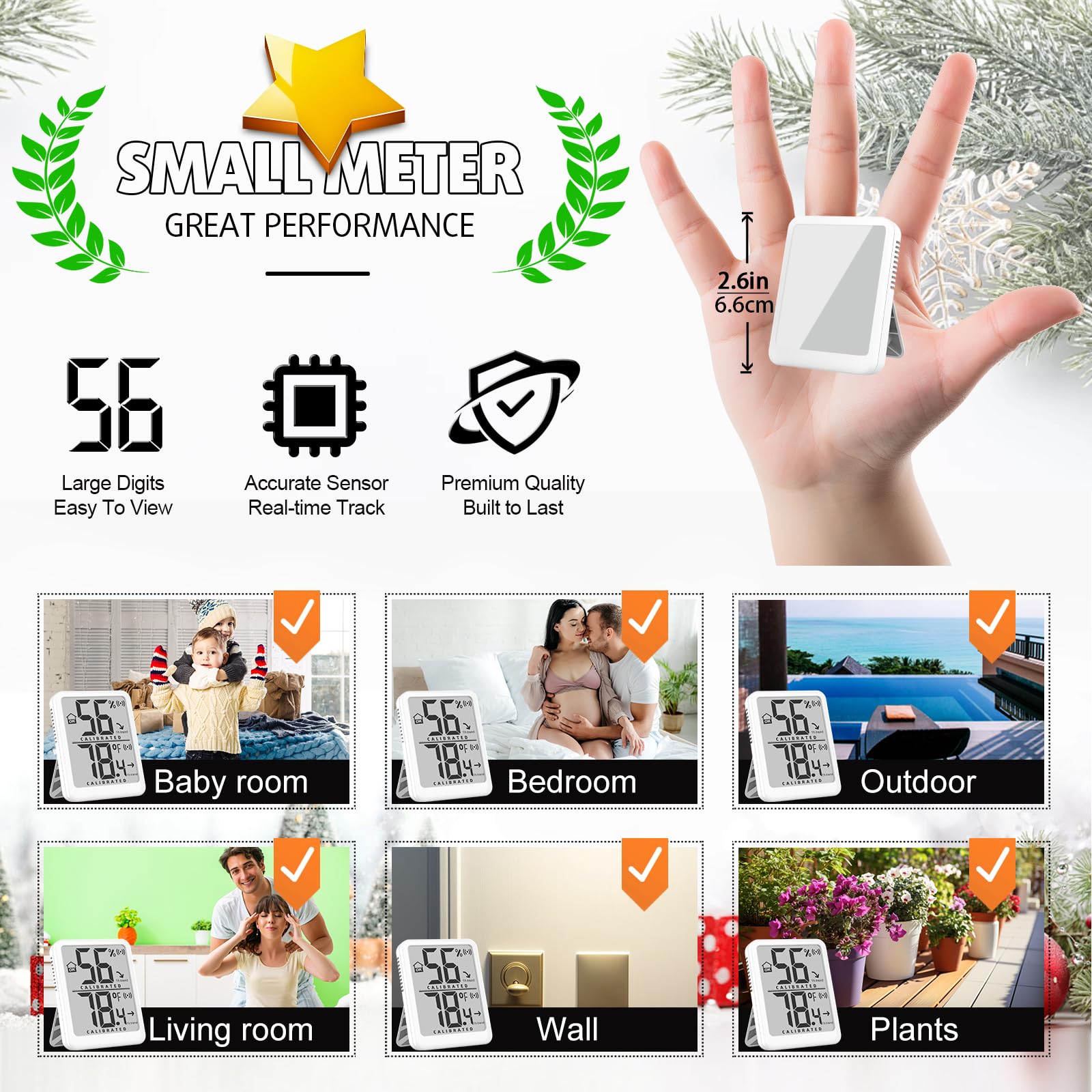 Antonki Lot De 2 Hygromètres D'intérieur - Thermomètre D'intérieur Numérique - Moniteur De Température Et D'humidité - Capteur D'humidité Pour La