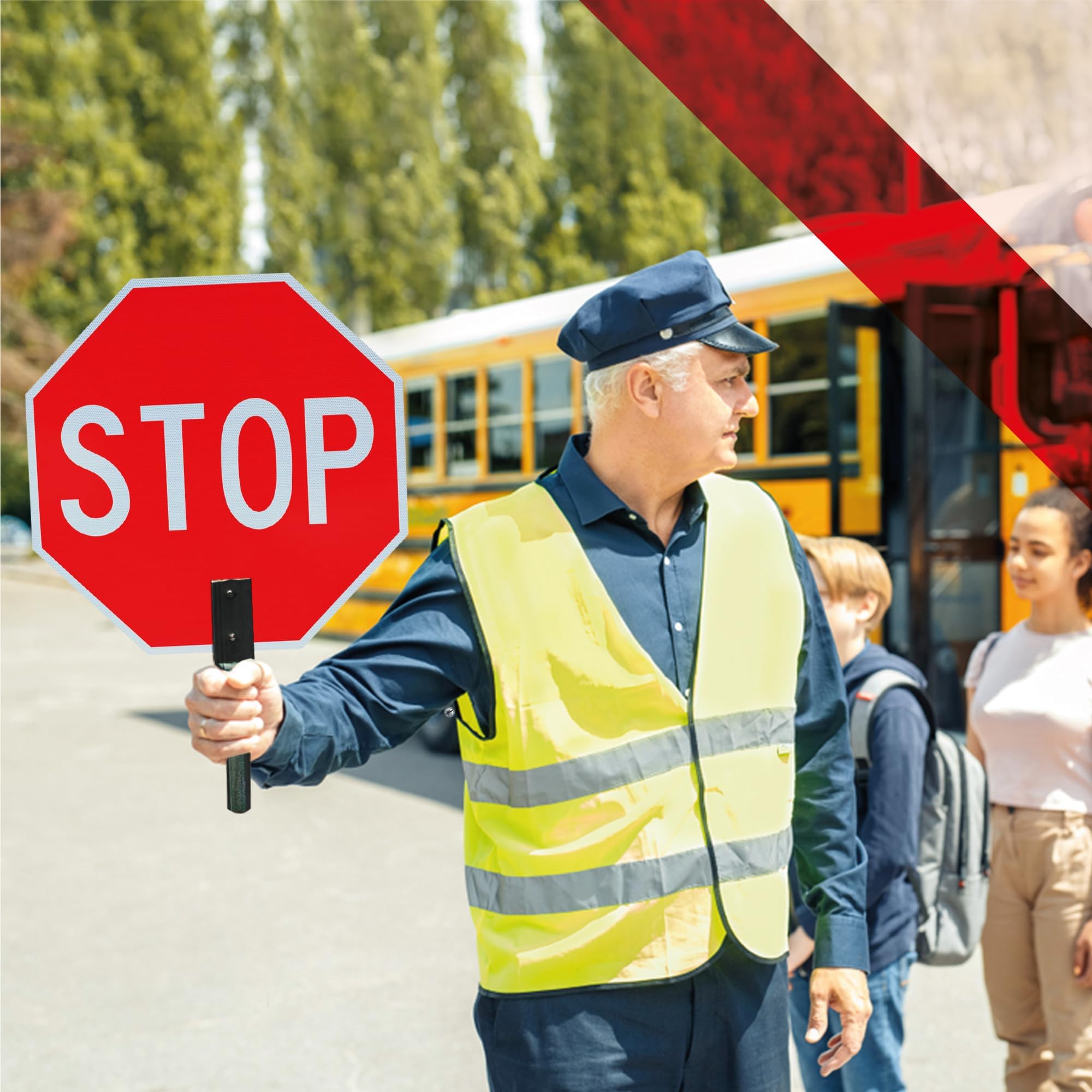 OLANZU Hand Held Stop Sign for Crossing Guard, 18x18 — Amazon image 3