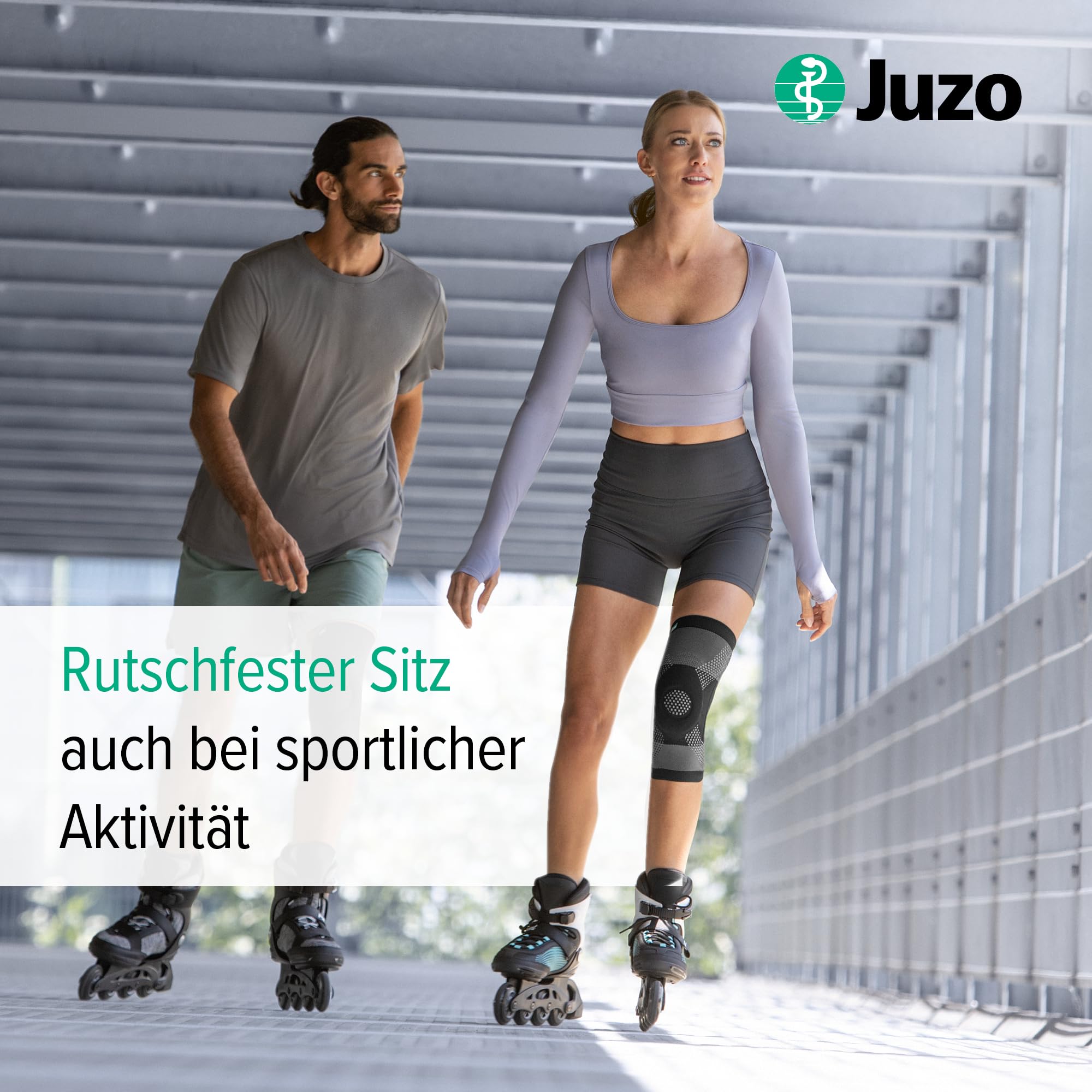Juzo JuzoFlex Genu Xtra Kniebandage, atmungsaktive Kompressionsbandage mit Patellaring & Komfortzone, bei Meniskus, Arthrose & Sport, für Damen & Männer
