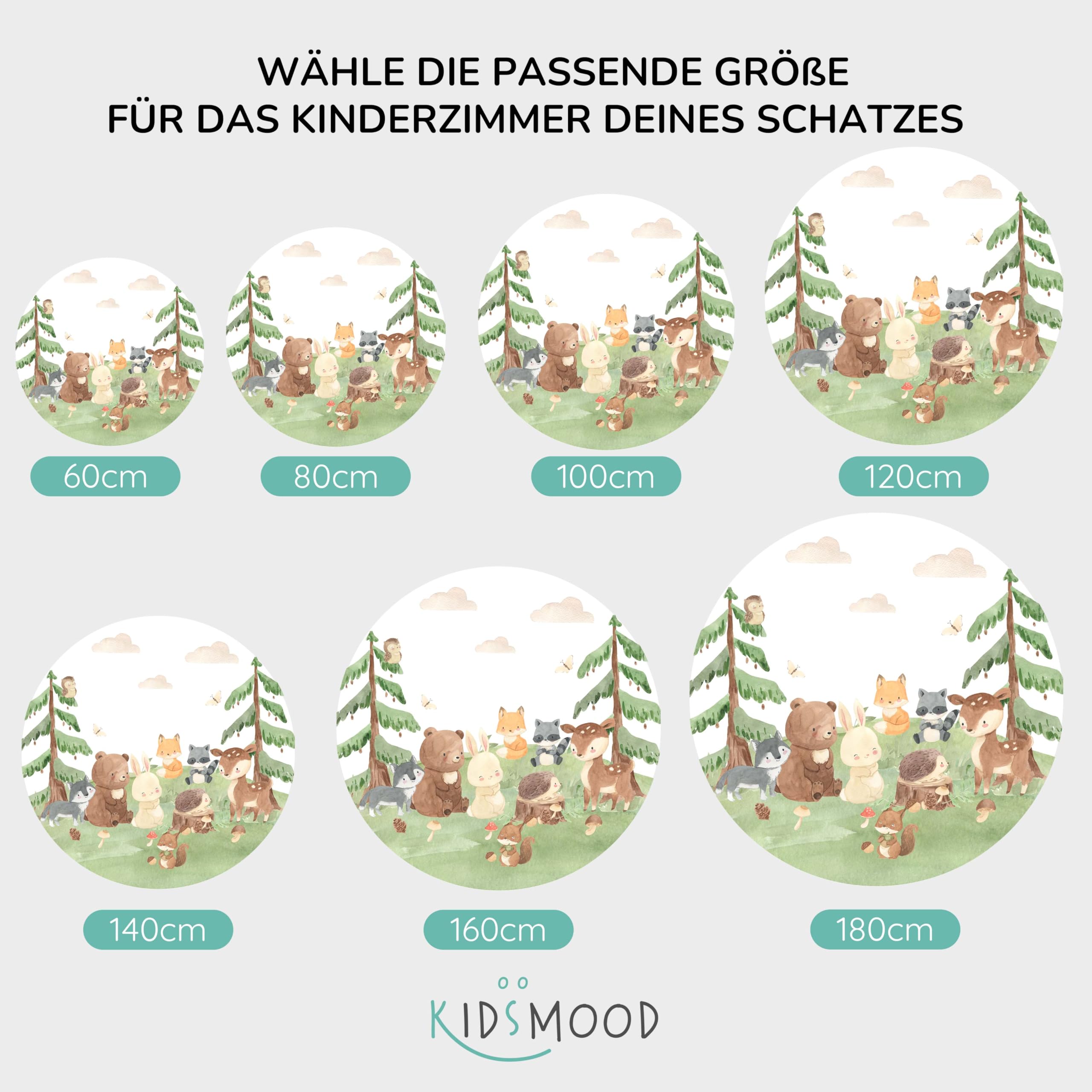 Kidsmood – Runde Wandsticker mit gestochen scharfen Farben | Hochwertiger Druck, schadstofffrei und einfach anzubringen | Aquarell Wanddeko fürs Kinderzimmer, Geschenk zur Geburt oder Taufe (180 cm)