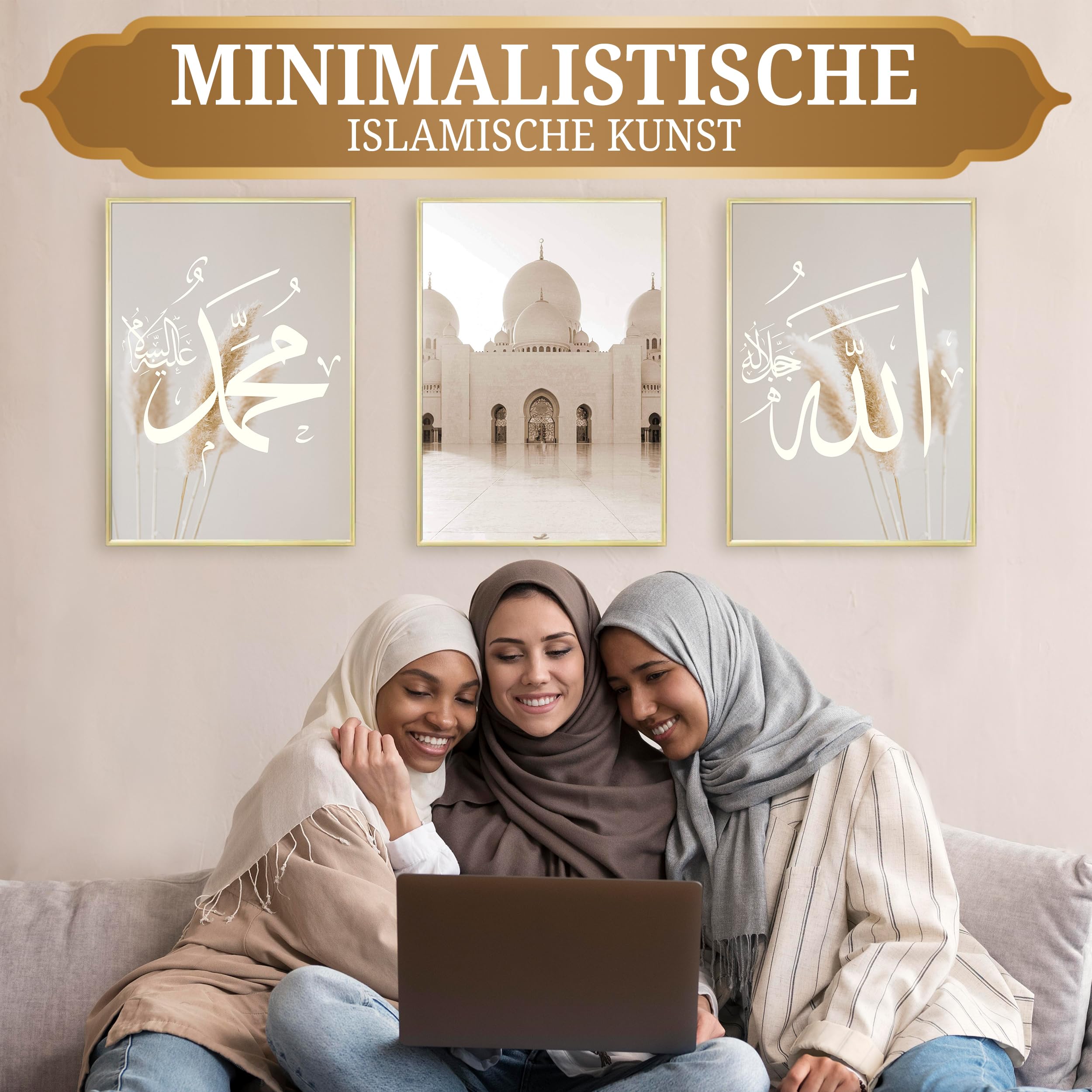 HAVA Artwork Abu Dhabi Poster Set, Islamische Poster, Islamische Bilder, Islamische Dekoration, Islamische Geschenke, Bilderrahmen, Allah Wandbild