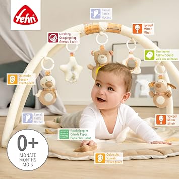 Fehn 3 boyutlu aktivite battaniyesi ve oyun matı, 5 çıkarılabilir oyuncaklı, 0+ yaş, Gökkuşağı