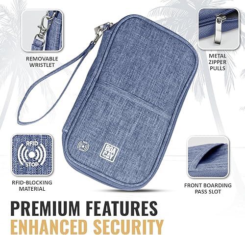 Miniatura 3 de BOACAY Organizador de documentos de viaje con RFID, soporte para pasaporte familiar, cartera para mujeres y hombres, Violeta Azul, Talla única,