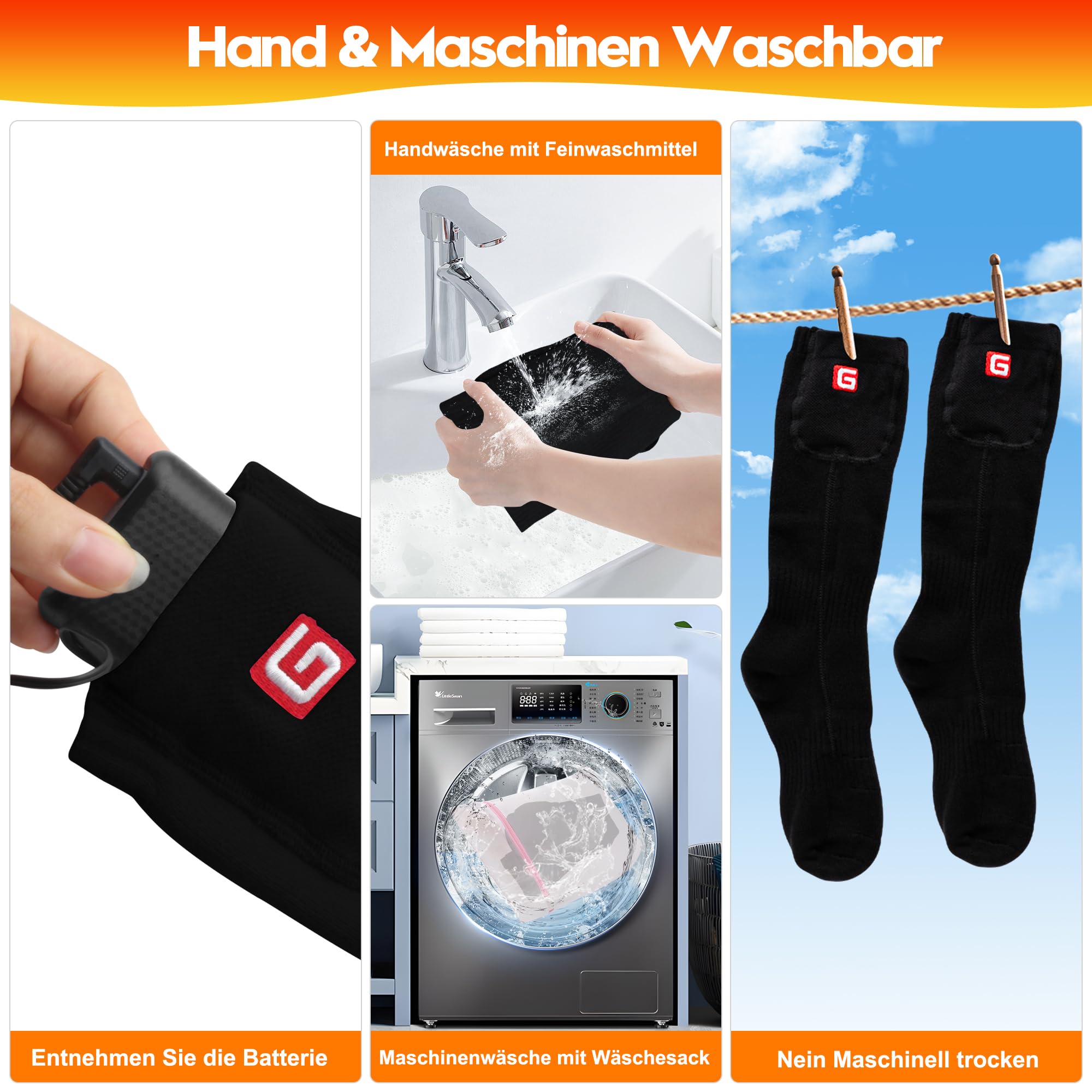Svpro Beheizte Socken Wiederaufladbare Elektrische Beheizbare Socken Damen Herren Batterie Heizsocken,Heizbar Thermosocken Fußwärmer,Warme Winter Socken für Jagd,Camping,Wandern,Skifahren Heated Socks
