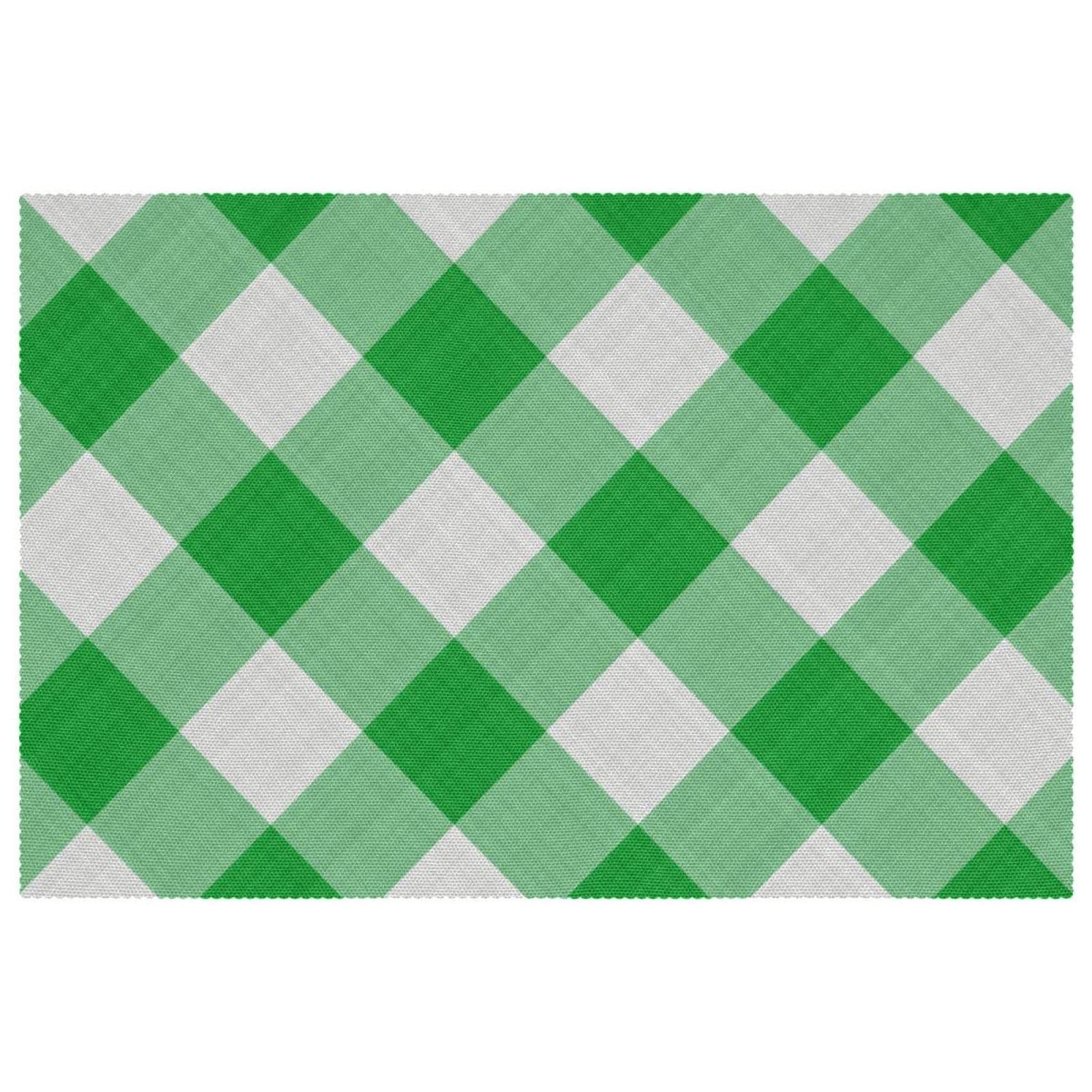 Set de table en treillis vert et blanc antidérapant x6 pour salle à manger