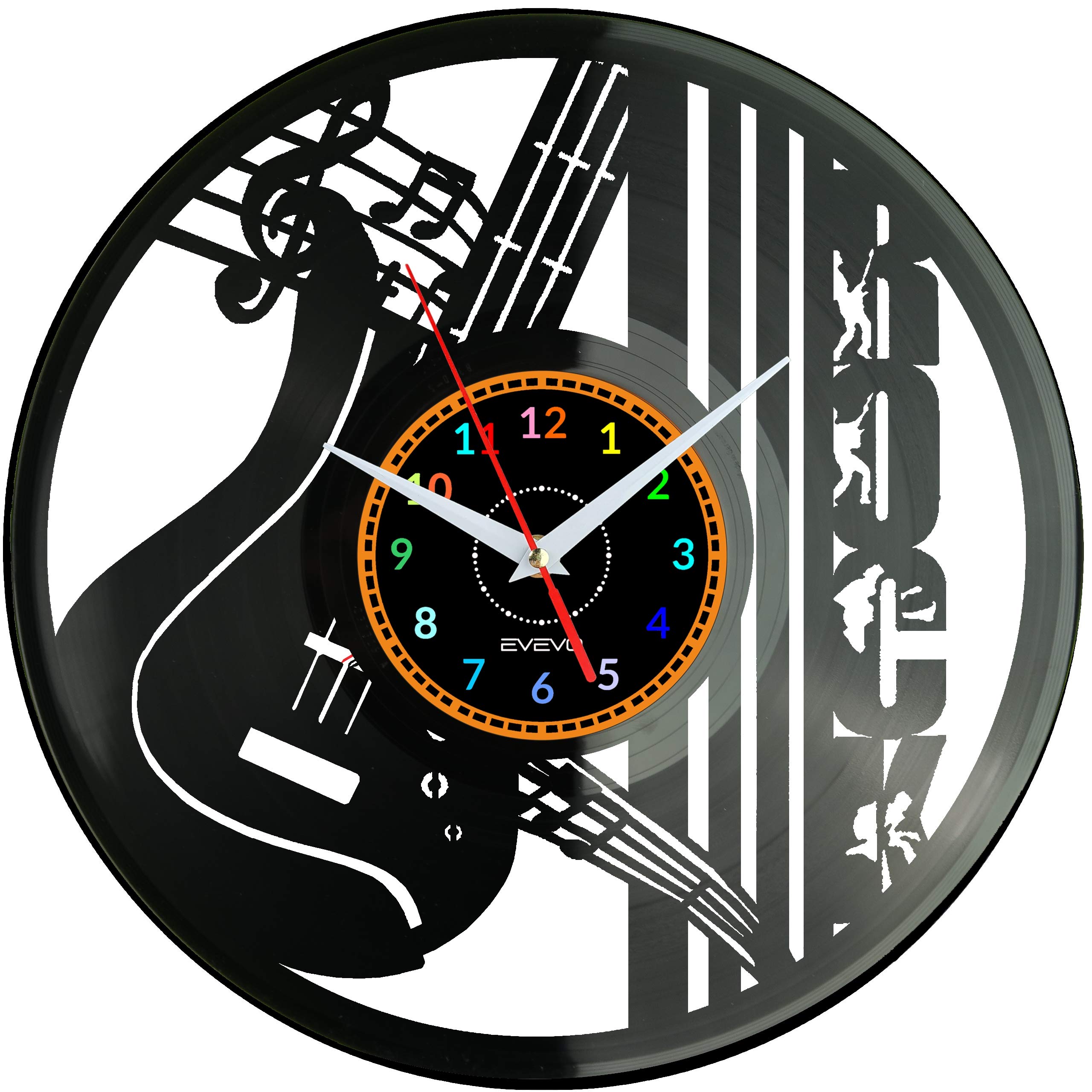 Horloge murale vinyle moderne guitare rock déco