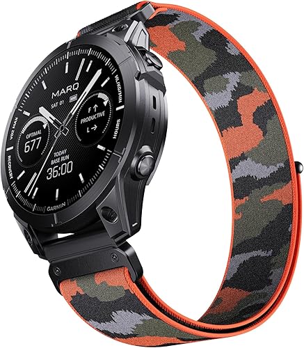 Vista 16 de Compatible con Garmin Fenix 7X/6X/6X Pro/5X/5X Plus, correa de reloj de nailon de 0.86 pulgadas con velcro de ajuste rápido y fácil de ajustar