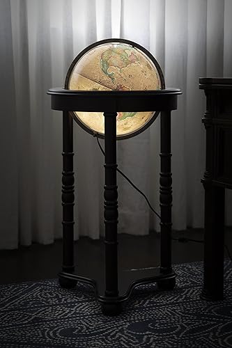 Miniatura 4 de Replogle Lancaster Globo terráqueo de 12 pulgadas de diámetro, con base para piso, Madera, Blanco crudo, L