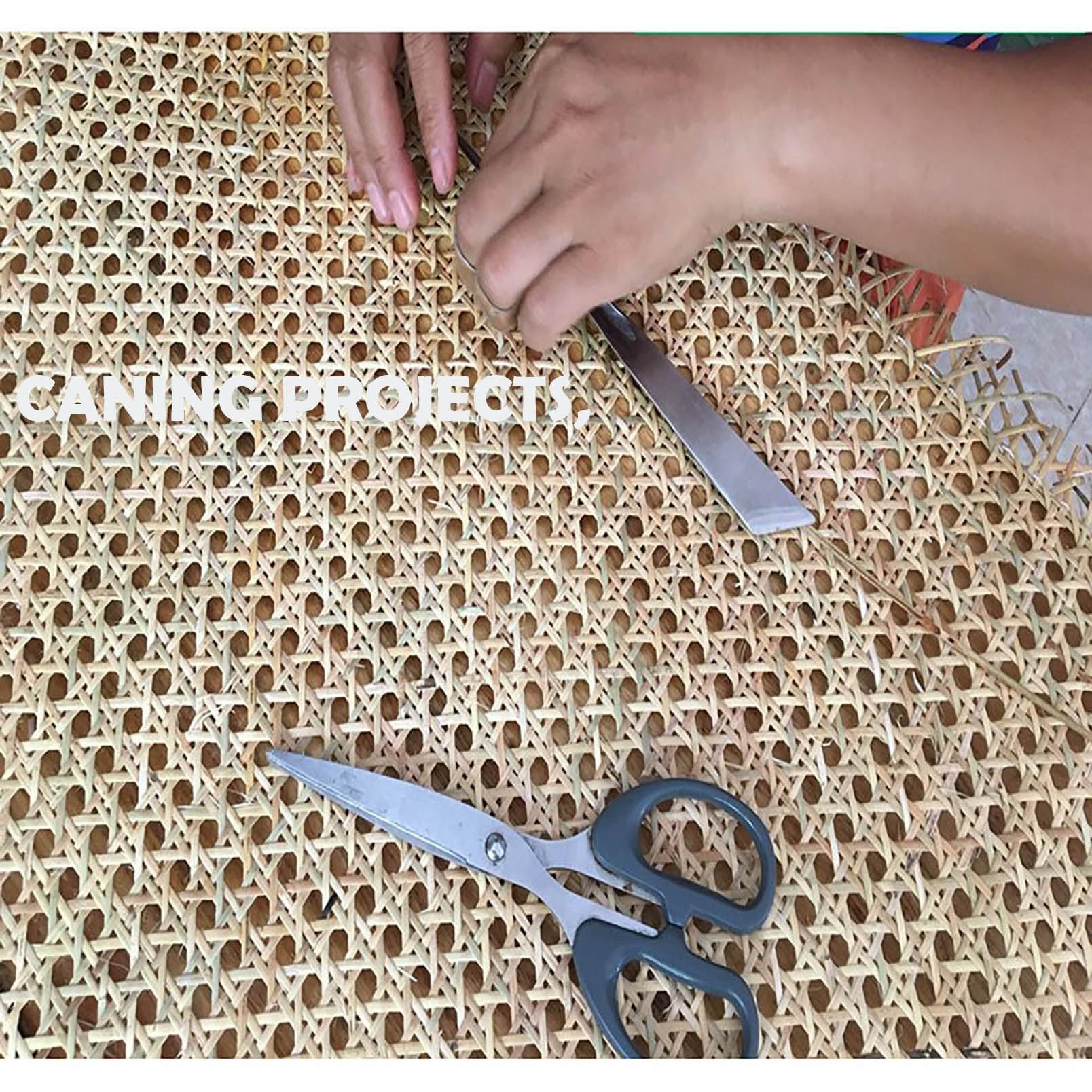 Rollo de Malla Tejida de ratán Natural: lámina de Malla Hexagonal Tejida para proyectos de Bricolaje de Piel y decoración del hogar (45 x 100 cm). Ideal para Manualidades, tapicería y proyec