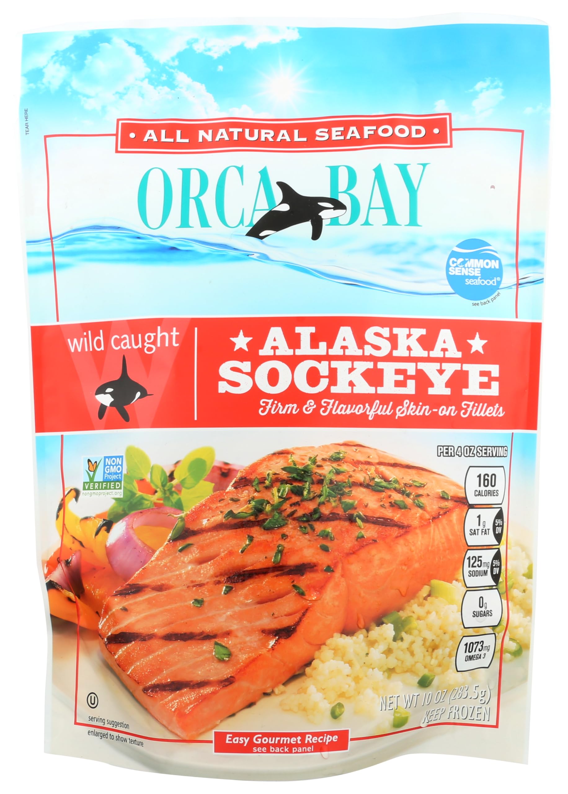 Sockeye Salmon Fillet Skin On PBO, 10 oz (Frozen)