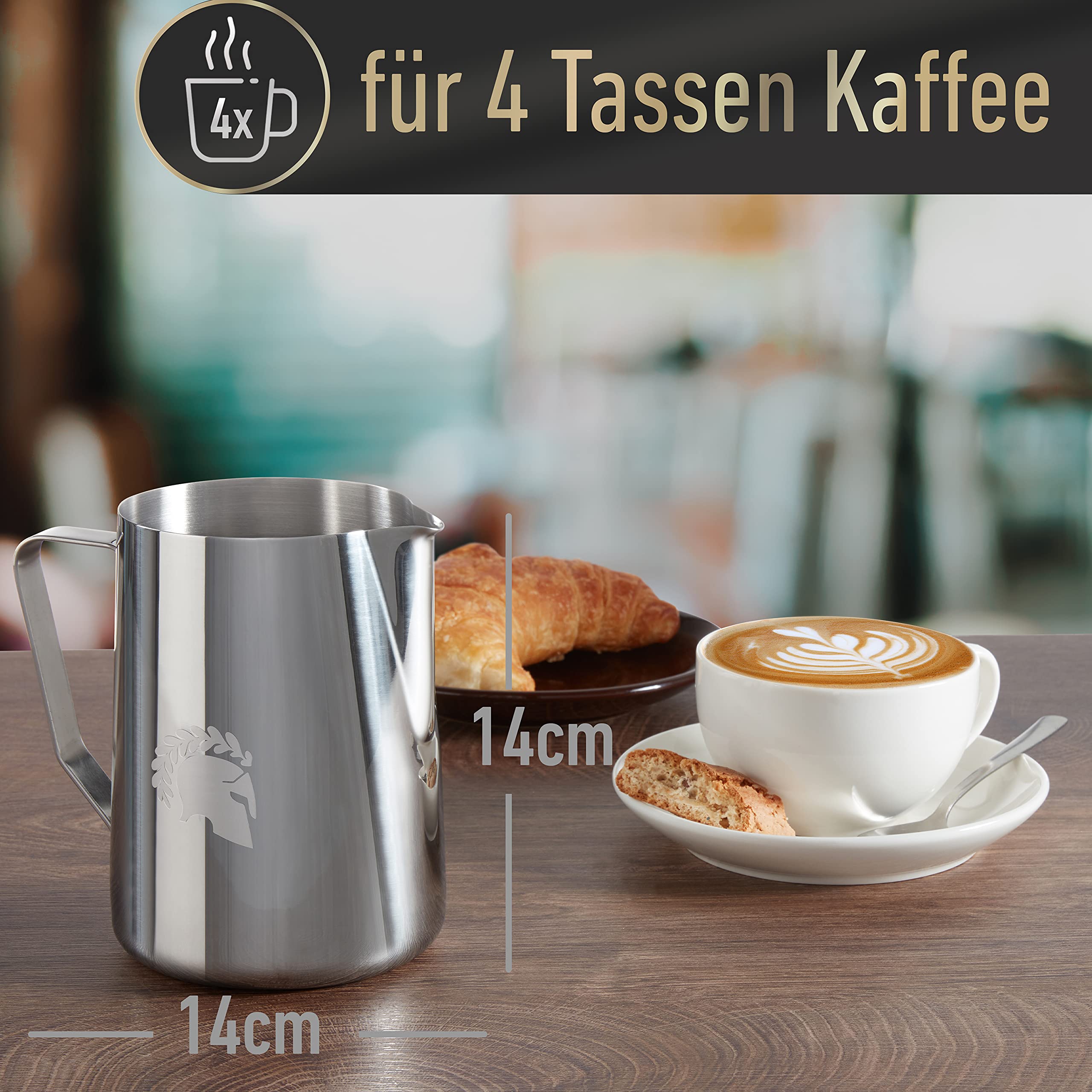Barista Legends® Barista Milk Jug Stainless Steel 1000 ml with Special Latte Art Spout, Milk Foam Jug High Gloss Polished - Image 2