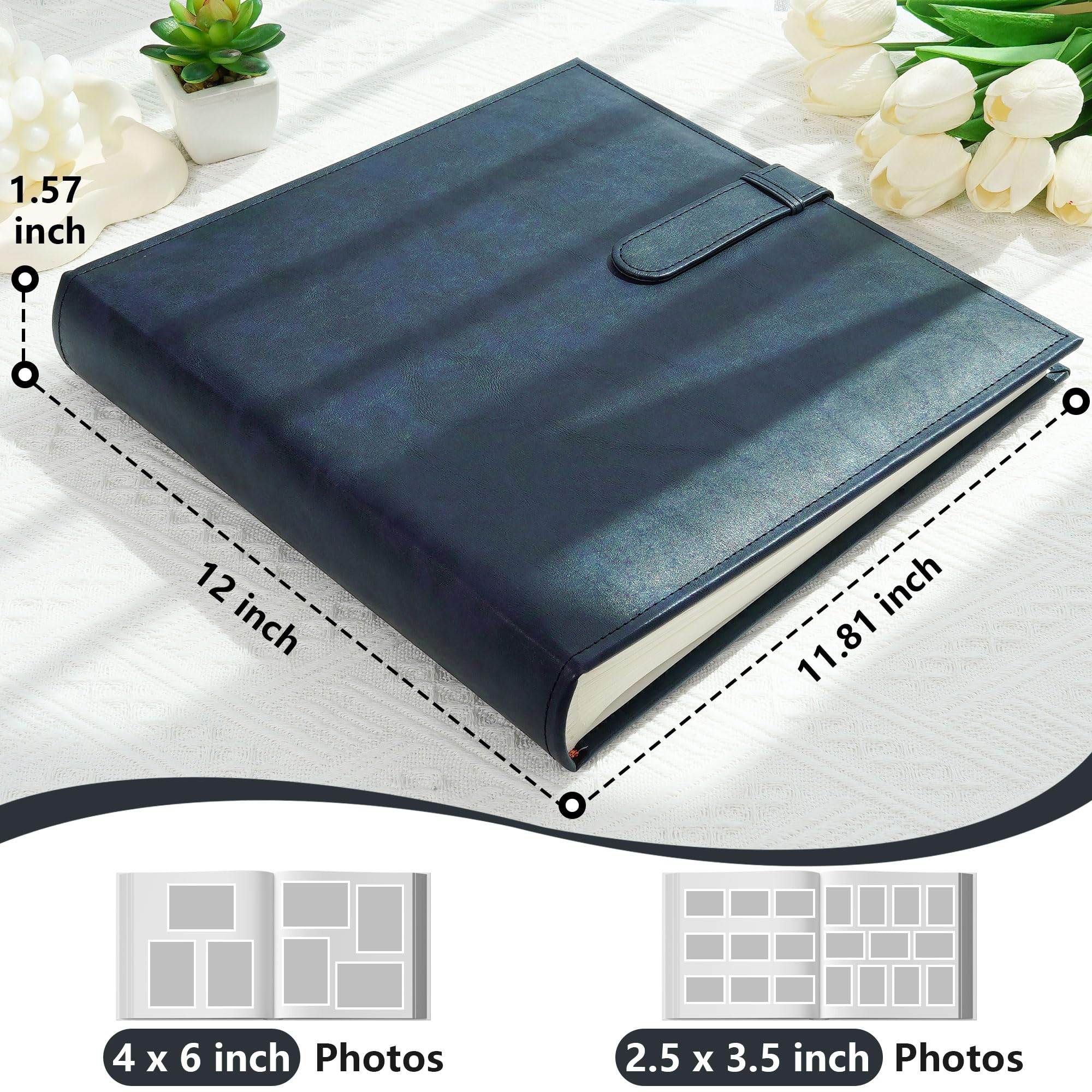 Vienrose Album fotografico per scrapbooking, con spazio per scrivere, 30,5 x 30,5 cm, album fai da te di alta qualità con 60 pagine, grande libro per foto, copertina in finta pelle, per matrimoni