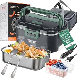 Electric Lunch Box for Adults, 100w 1.8L Portable Food Warmer for men Heated Lunch Box for Adults, Home/Car/Office/Truck Use, Lonchera Eléctrica Portátil Green