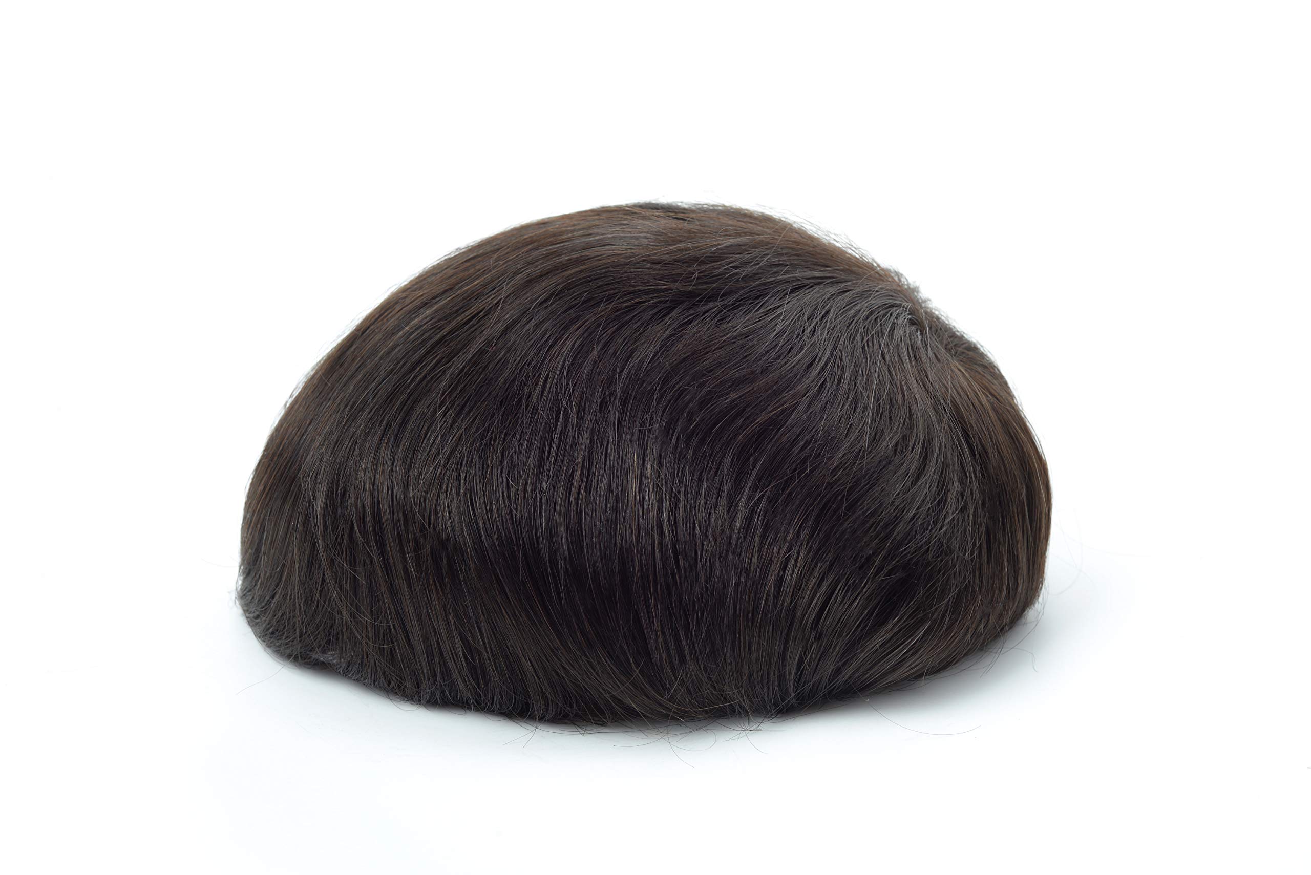 Lordhair Tupet bez węzłów dla mężczyzn, skóra z prostym wstrzykiwaniem, system włosów ludzkich, rozmiar podstawowy 20 x 25 cm, lekka, średnia gęstość, męska treska