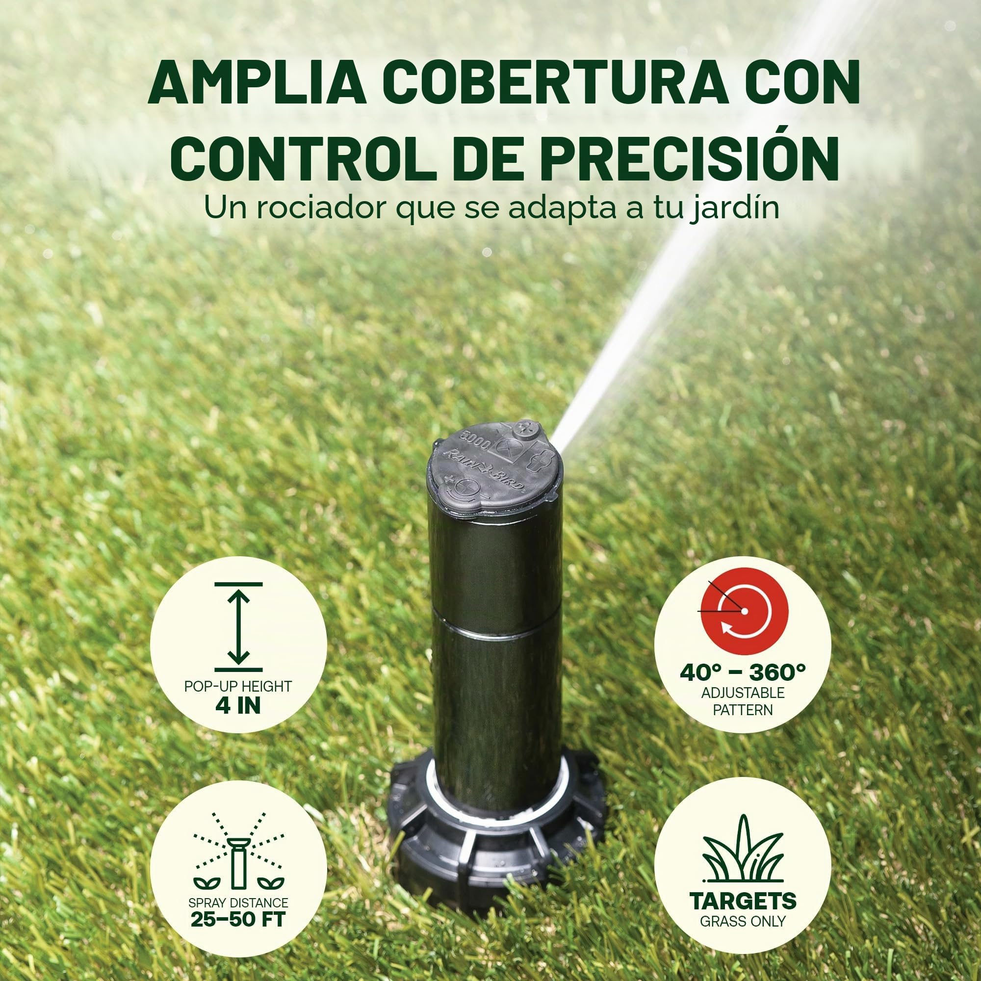 Rain Bird Cabezales de Rotor 5000 Cabezales de aspersor de Rotor. Paquete de 4