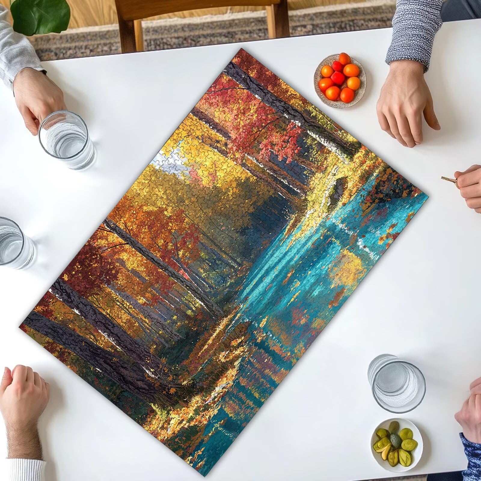 Jesienne puzzle 1000 sztuk, puzzle krajobrazowe 1000 sztuk dla dorosłych i nastolatków, drewniane puzzle z wykwintnym opakowaniem, rodzinne gry edukacyjne, dekoracje domu, prezent dla dorosłych-3489
