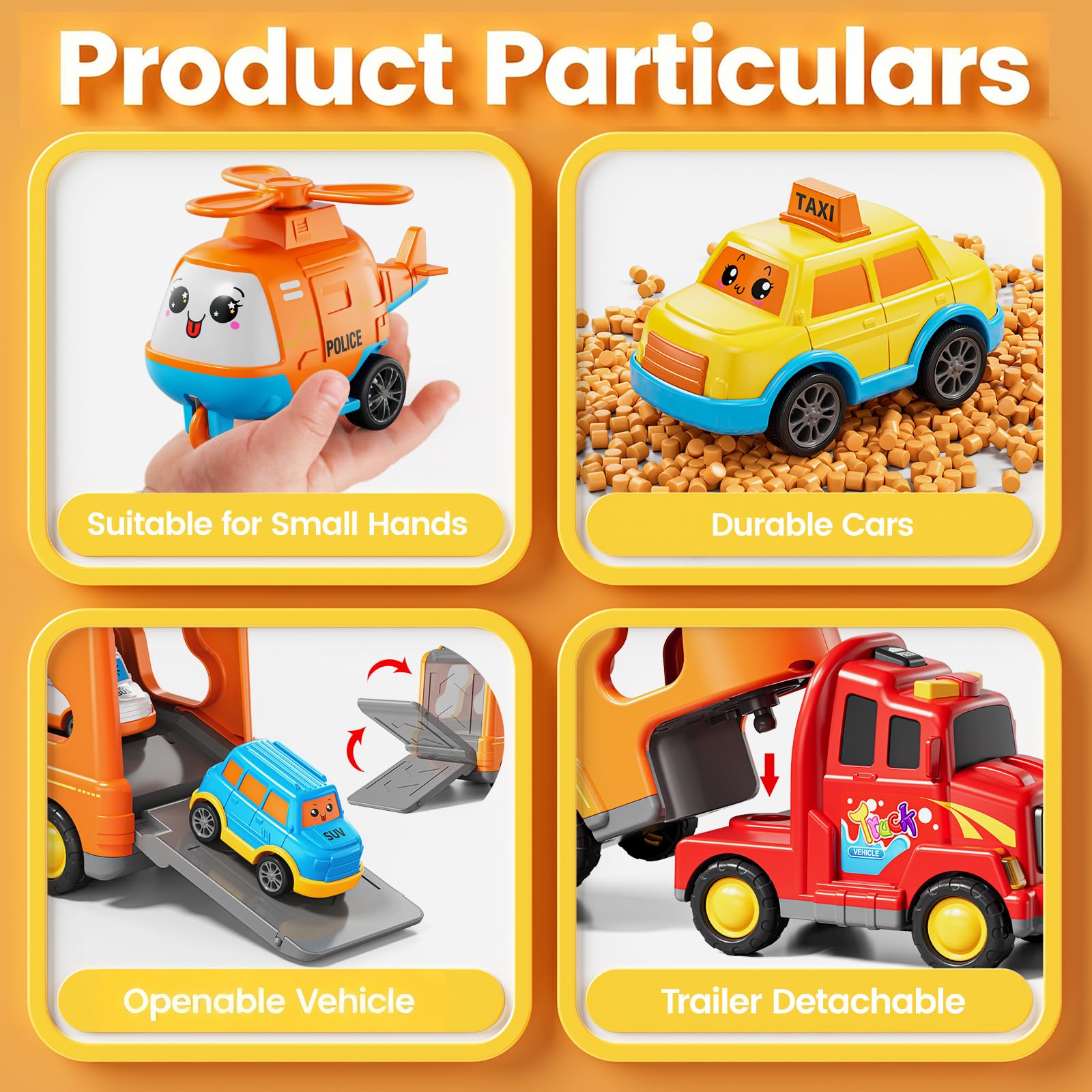 Camion per bambini dai 3 ai 4 anni, giocattoli per bambini 3, 4, 5, 6, 7 anni, 5 in 1, set di giocattoli per veicoli con suono e luce, regalo di compleanno di Natale per bambini