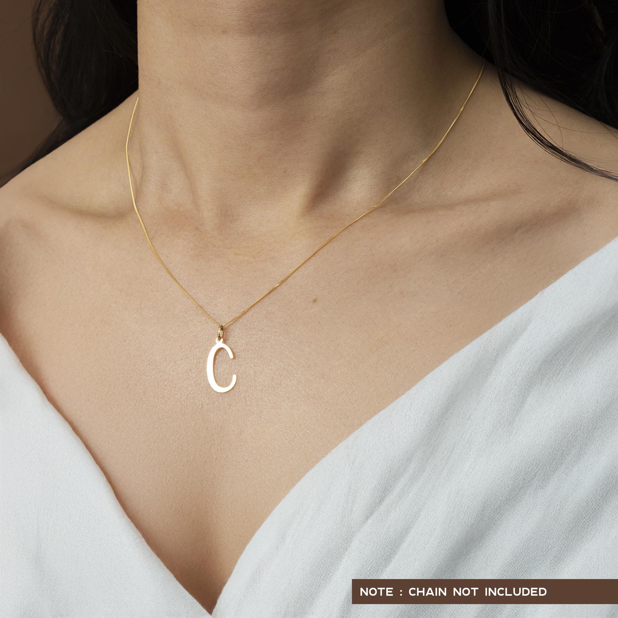 Amberta Pendentif Initiale en Or Jaune 14ct pour Femme | Pendentif Lettre en Or Massif | Pendentifs Seuls sans Chaîne