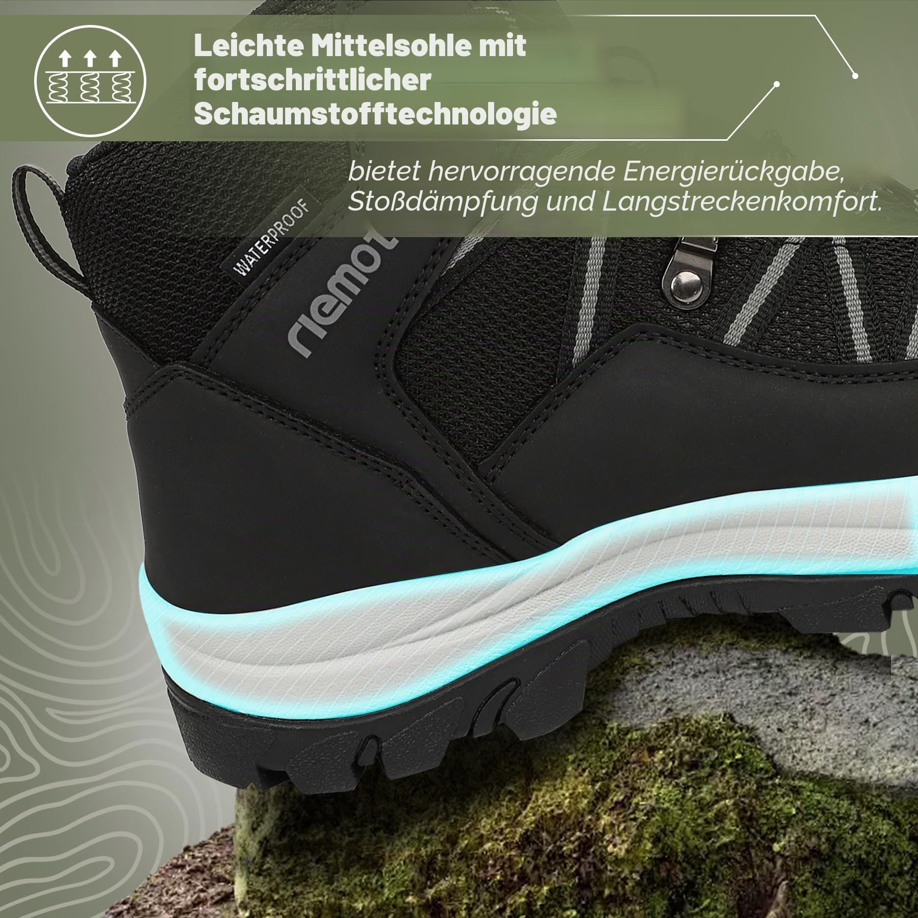 riemot Wanderschuhe Damen Trekkingschuhe rutschfeste Stiefeletten Outdoor Trekking Schuhe Hiking Boots Camping Backpacking Wanderstiefel