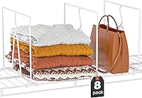 Saccik Wire Shelf Dividers for Closet: 8 Pack Tall 12-Inch Deep Adjustable Organizers, Tool-Free Metal Racks for Clothes, Purses & Bags