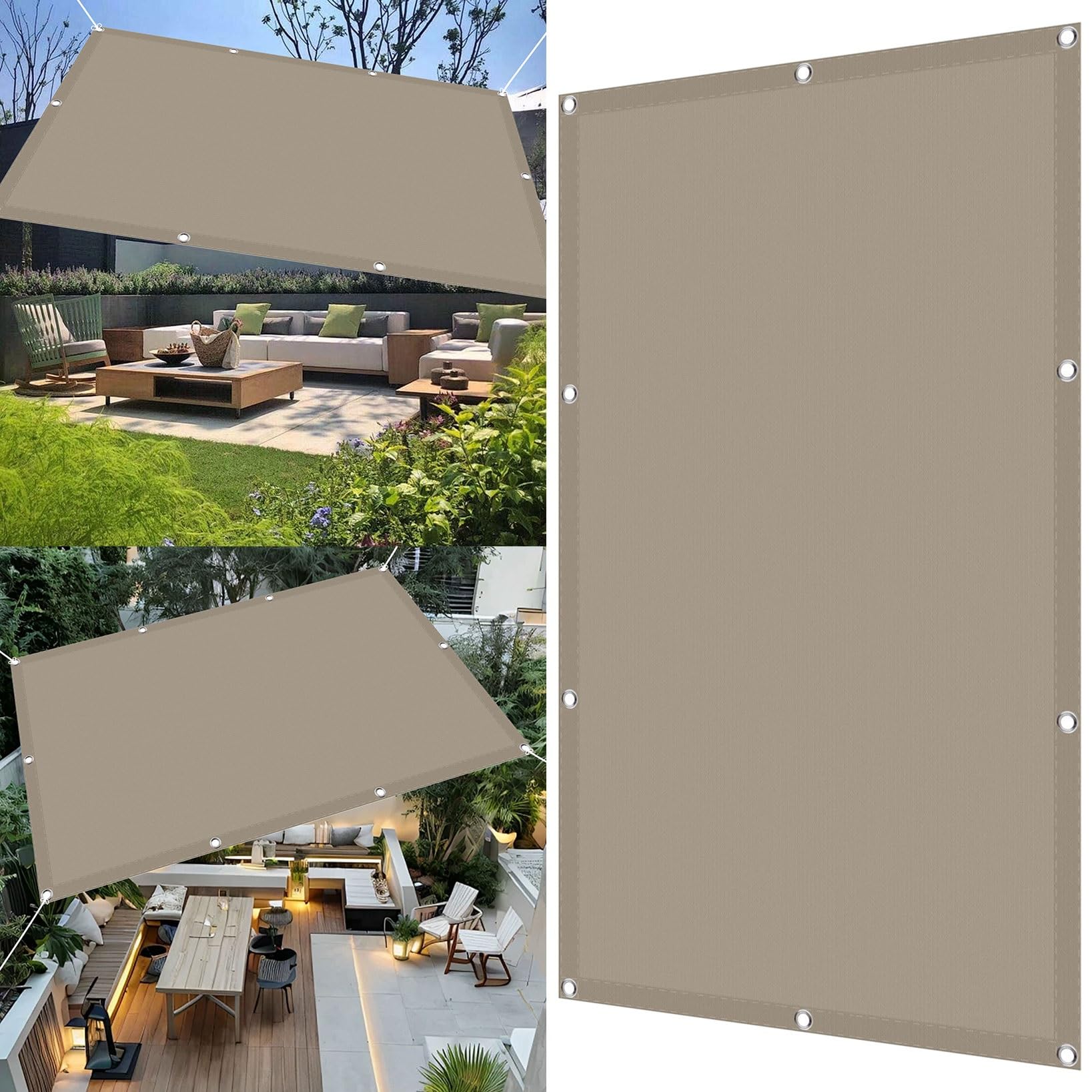 Voile d'ombrage rectangulaire taupe protégeant vos plantes de serre et patio de la chaleur