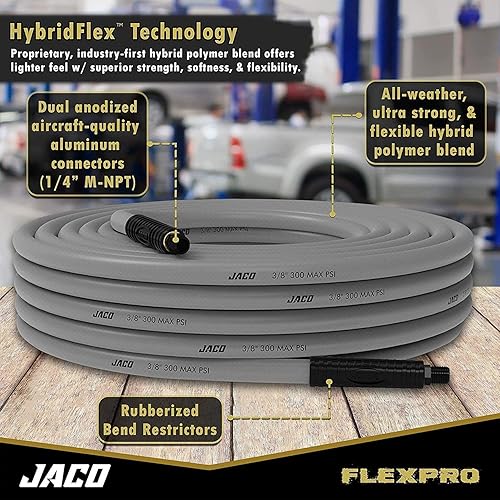 Miniatura 3 de JACO FlexFlow - Kit de inflado de neumáticos (JSP-3000) con medidor de inflador digital FlowPro 2.0 (200 PSI), manguera de compresor de aire Flexpro
