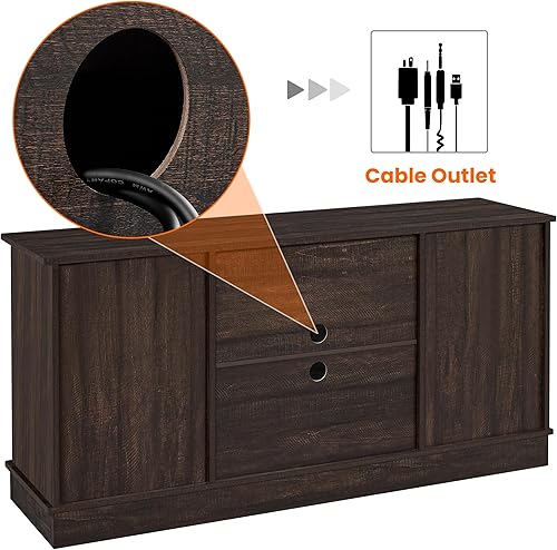 Miniatura 7 de Yaheetech Soporte de TV para televisores de hasta 65 pulgadas, centro de entretenimiento multimedia, mesa consola de TV de 58 pulgadas con estantes