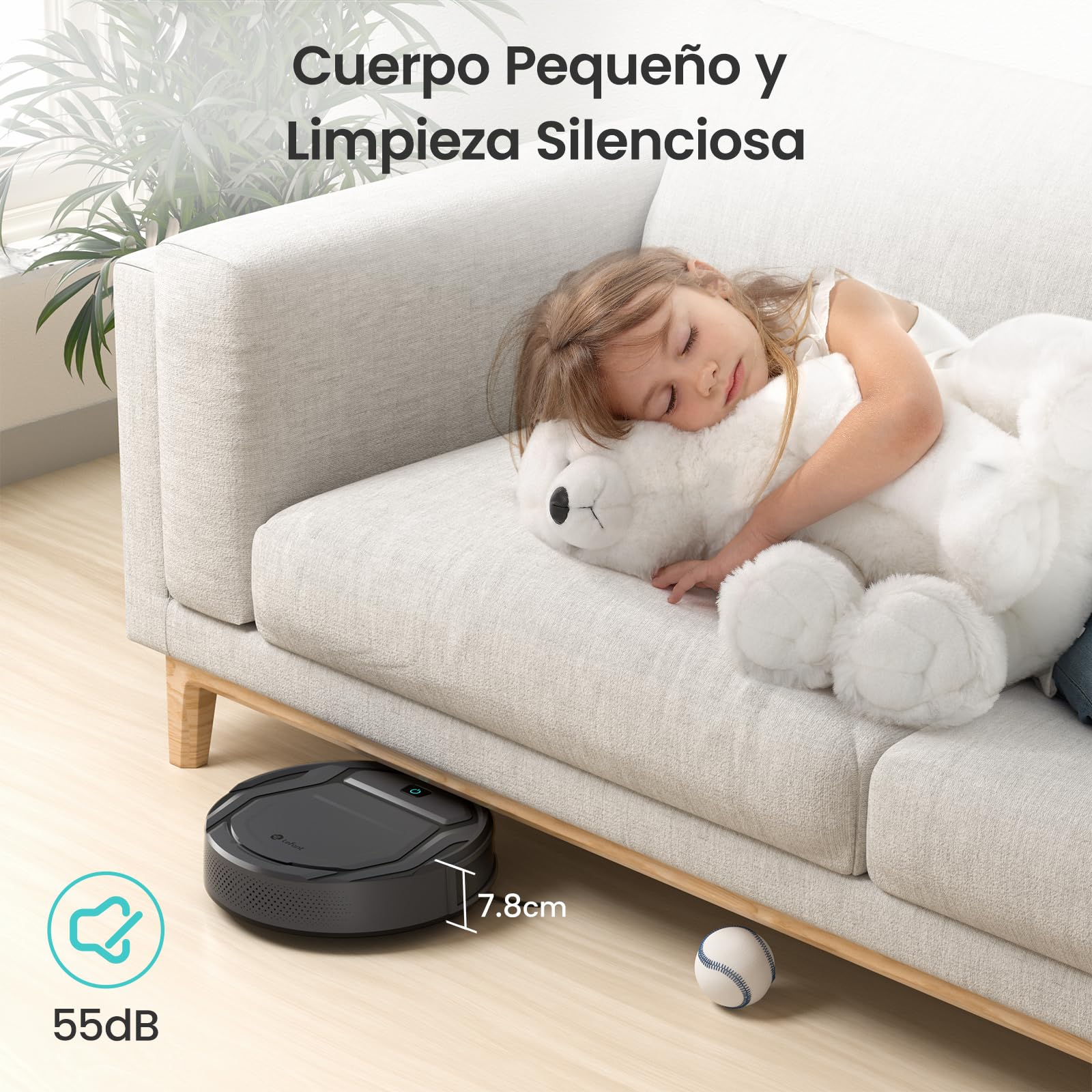 Lefant Robot Aspirador 2200Pa, Aspirador Robot Autonomía de 120 Min, WiFi/App/Alexa, Sensor de Anticolisión/Caída Navegación Inteligente, Delgado y Silencioso, 6 Modos de Limpieza M210 Pro