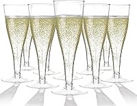 Prestee 100 Pack 4.5oz Clear Plastic Champagne Flutes - Durable Disposable Glasses for Weddings, Parties, Toasts & Events - Elegant Stemware Easy Cleanup