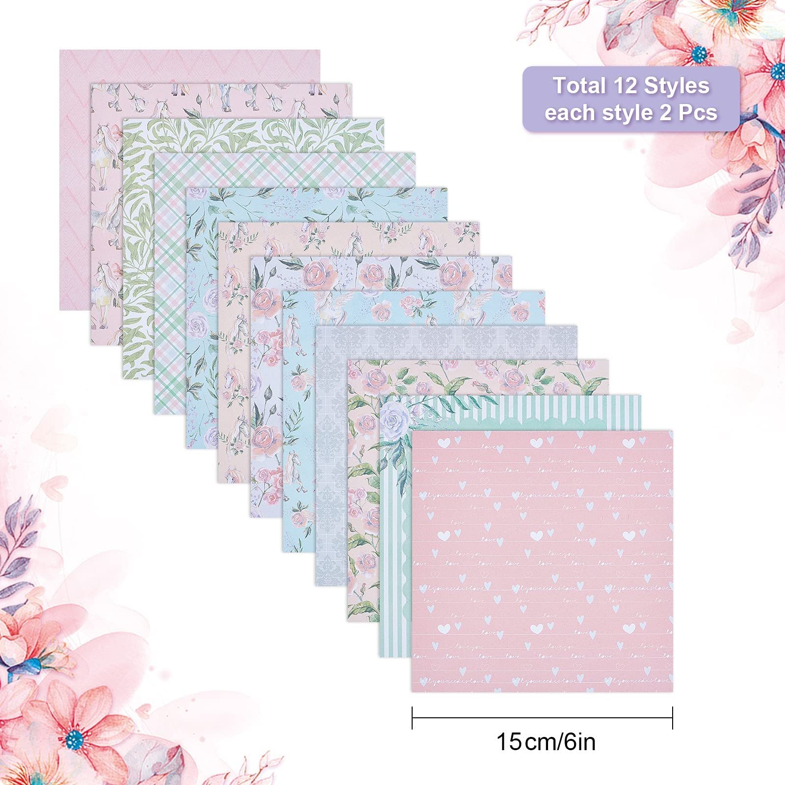 GORGECRAFT 24 Blatt Lila Musterpapier – 6x6 Zoll – Für Scrapbooking, DIY & Kartenherstellung