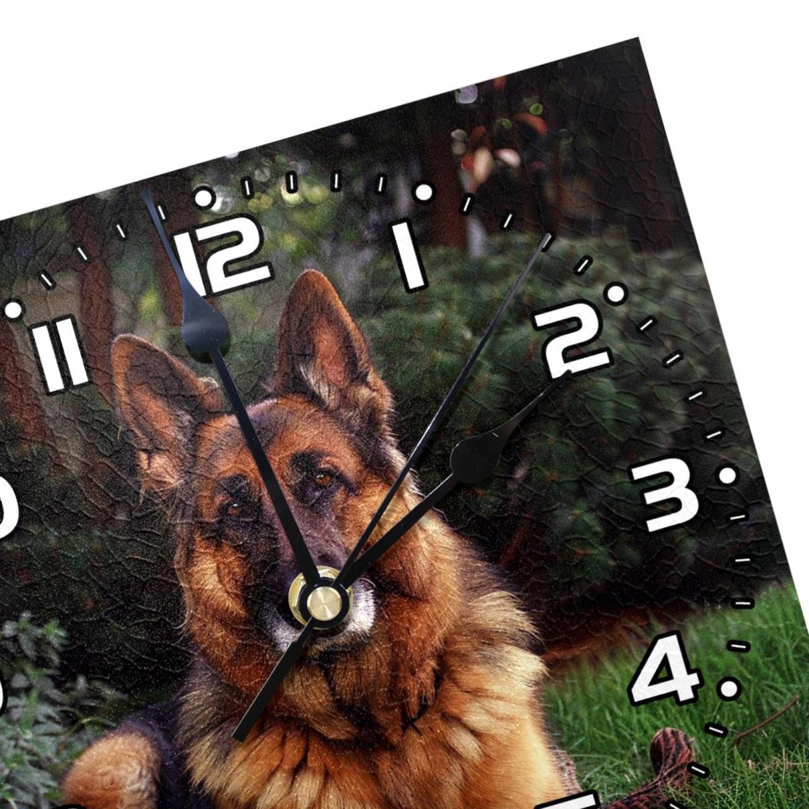 リアル】壁掛け ペット時計 かわいい ジャーマンシェパード インテリア