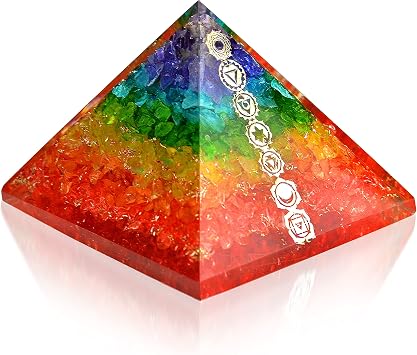 Orgone Pyramid Chakra Layer Energy Generator Meditation Pyramid - Orgonite Chakra Balancing Healing Pyramid With Chakra Copper Symbol