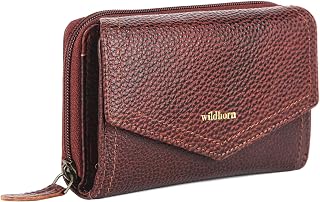 WildHorn Genuine Leather Ladies Wallet – Elegant Women's Clutch Purse with 10 Card Slots, Perfect for Daily Use (Bombay Br... Price In India