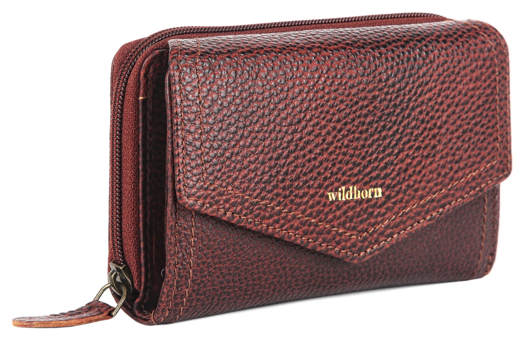 Genuine Leather Ladies Wallet – Elegant Women's Clutch Purse with 10 Card Slots, Perfect for Daily Use (Bombay Brown)