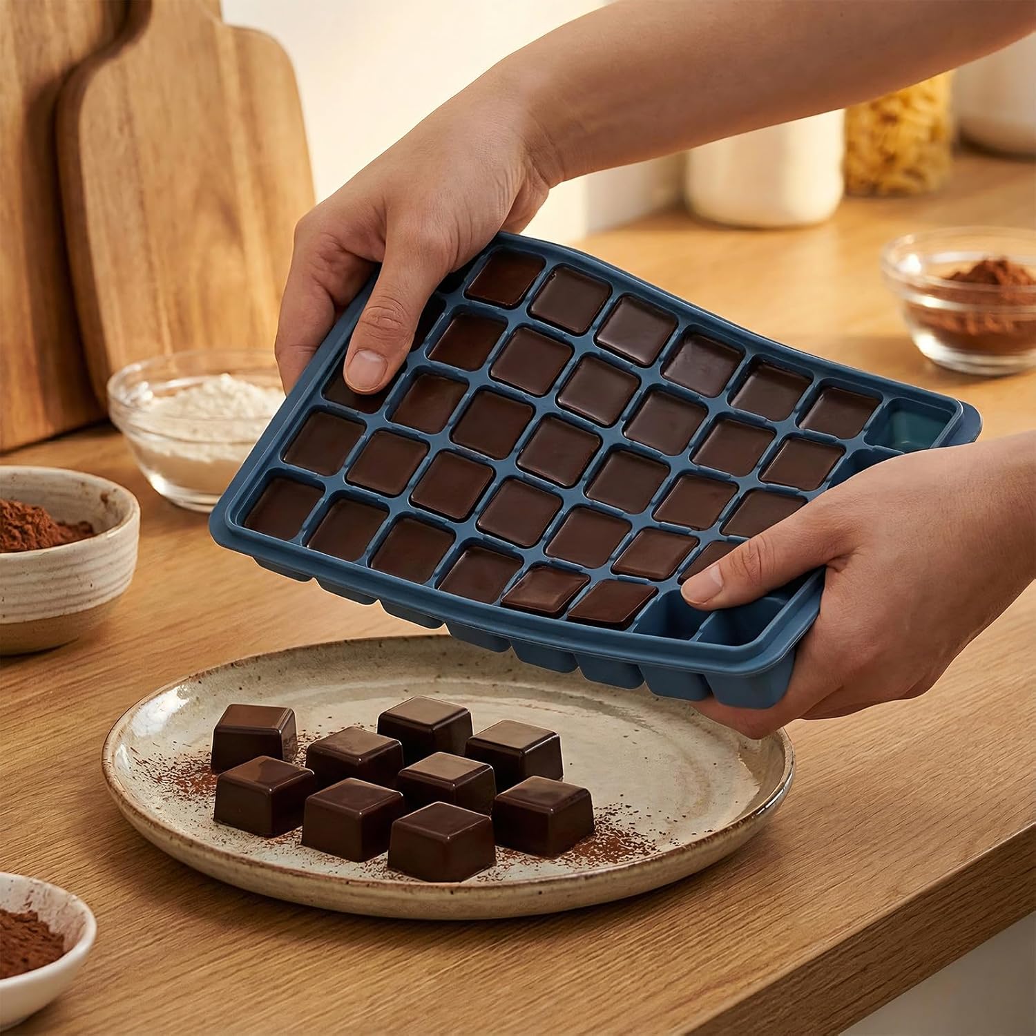 Blushtier Silicone Freezer Molds Set Silicone Ice Cube Mold Soup Freezer Tray with Lid Large Food Container for Storing Soup Sauce Broth Leftovers Portioned Meals (4 Color)