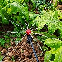 Vista 5 de Emisores de riego por goteo para tubos de riego por goteo de 1/4 de pulgada, goteros de flujo de agua ajustables de 360 grados en estaca de flecha
