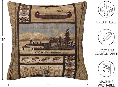 Miniatura 4 de Juego de 2 fundas de almohada cuadradas de 18 x 18 pulgadas, retro, color negro, rústicas, decorativas, para el hogar, sofá, fundas de cojín gruesas