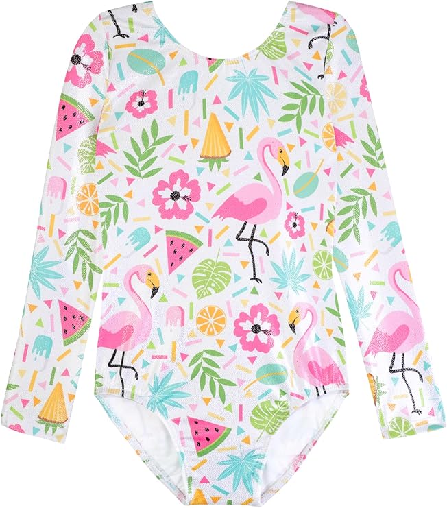 HOZIY Long Sleeve Leotards for Girls Gymnastics Kids Toddler Tumbling Outfits Floral Unicorn Galaxy Rainbow Stripe Pattern