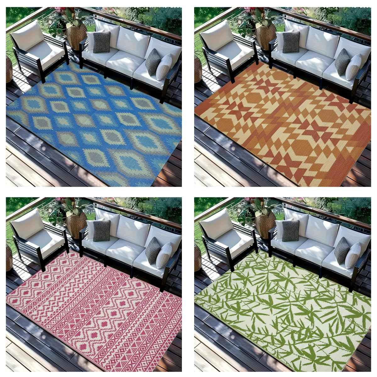 Tappeto Pesante per Esterni e Interni - Antiscivolo, Impermeabile e Resistente all'Usura. Per Balcone, Terrazzo, Giardino, Camper, Piscina. Pieghevole, Lavabile, Retro in Gomma.[100X200cm]