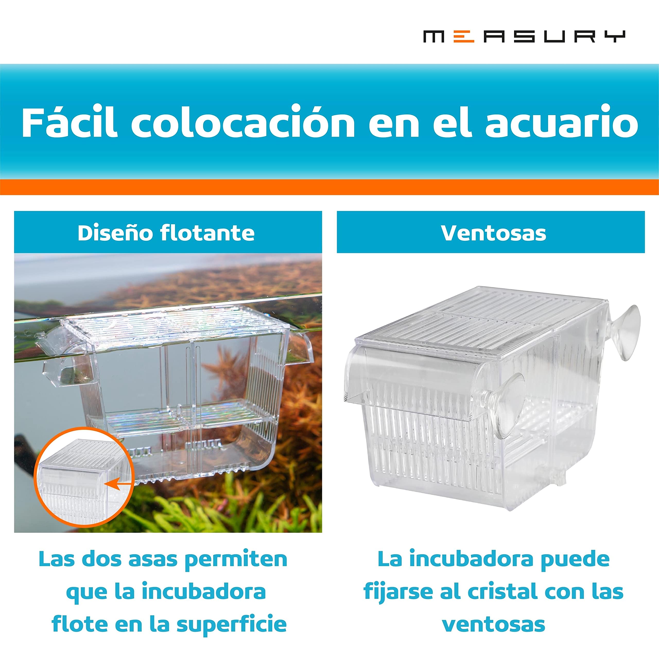 Measury Tanque de cría pequeño (S), bandeja de desove para acuario, piscina para bebés, cuarentena, piscina de cría – 132 x 64 x 73 mm