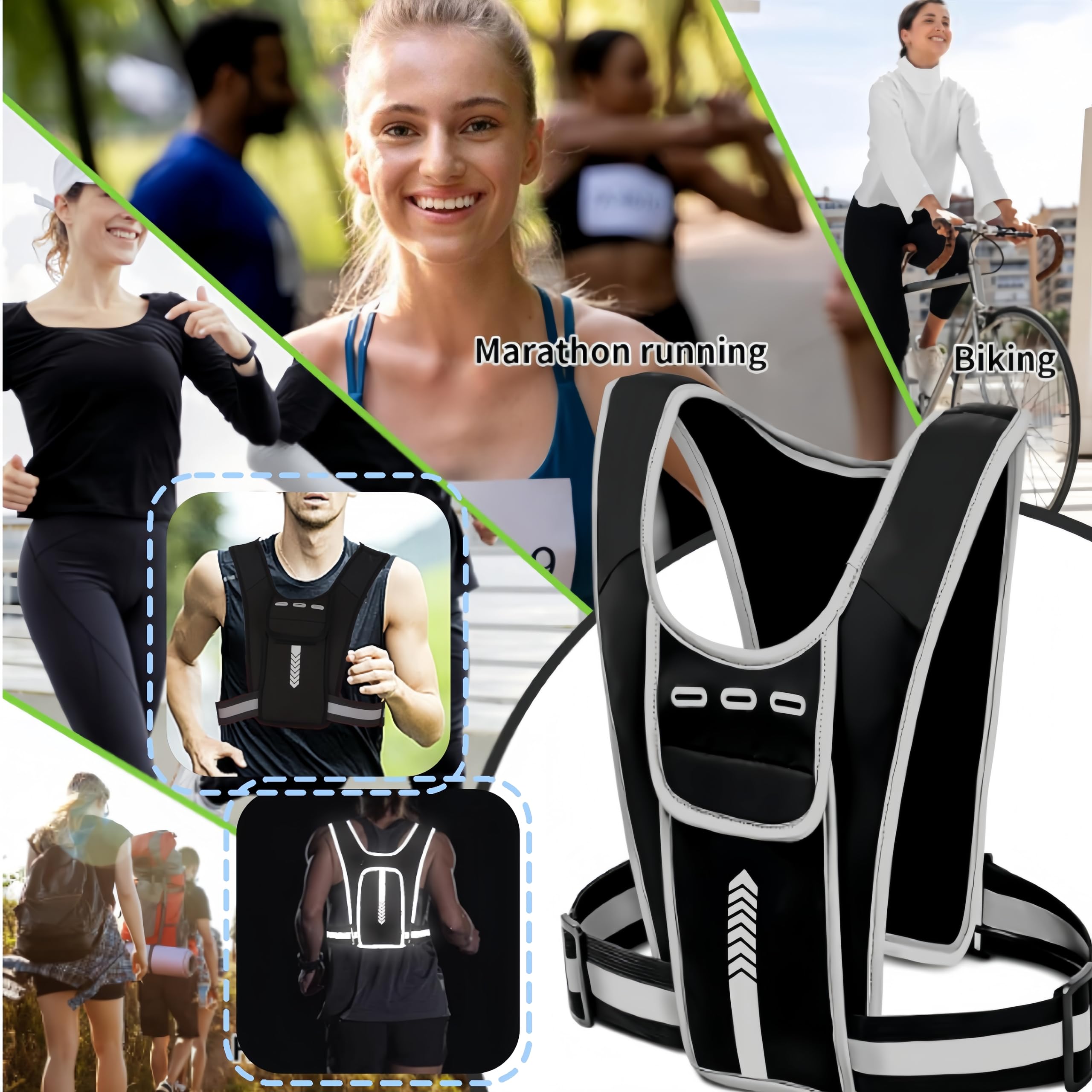 Chaleco reflectante para correr ajustable con soporte para móvil hombre mujer